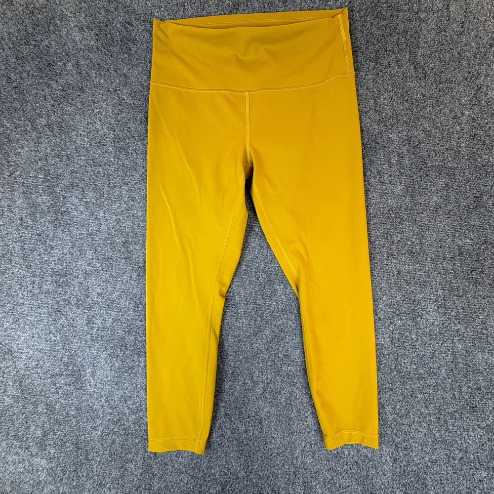Lululemon Wunder Train Leggings Womens 29x24 Mustard Yellow High Rise Stretch‎